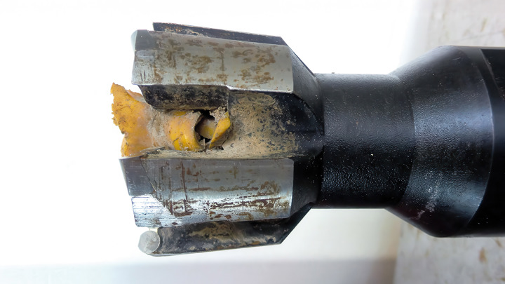 Close-up of a milling tool used in rigless intervention, enabling faster production by removing downhole obstructions.